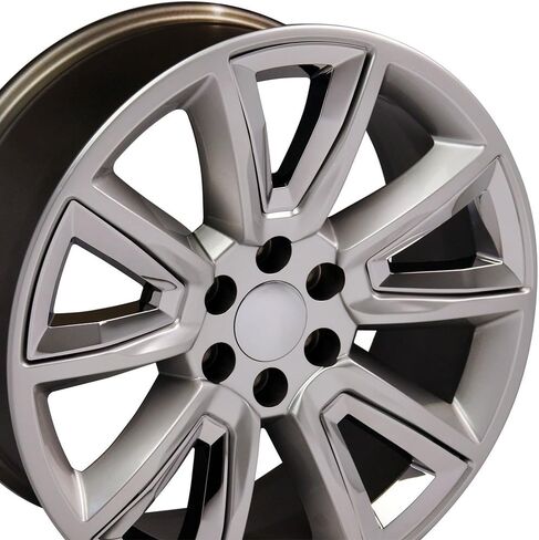 OE Wheels CV73B 22 Inch Rim Fits Tahoe Style 6x139.7 22x9 Gloss Hyper Black with Chrome Insert - Hollander 5696 (1) in Saudi Arabia