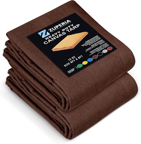 1 حزمة قماش القنب 6 × 8 قدم، 12 أوقية، مع حلقات مقاومة للصدأ، مقاومة للماء، غطاء من القماش المشمع متعدد الأغراض للخدمة الشاقة لخيمة المظلة، السقف، التخييم، كومة الخشب (أسمر) in Kuwait