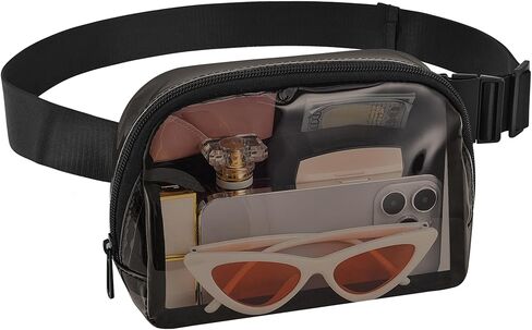 Clear Fanny Pack for Stadium Events Clear Belt Bag for Women Men for Concerts Sports Beach Hiking Cycling(PVC Black) in Saudi Arabia