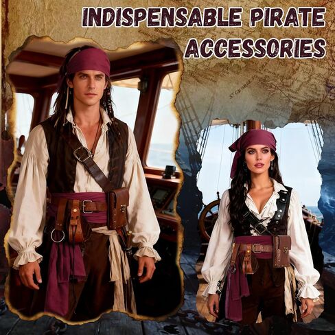 Renaissance Belt with Pouch Waist Bag - Coin Purse for Pirate, Renaissance Accessories for Festivals, Cosplay & Halloween (Brown-06) in Saudi Arabia