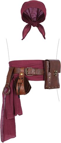 Renaissance Belt with Pouch Waist Bag - Coin Purse for Pirate, Renaissance Accessories for Festivals, Cosplay & Halloween (Brown-06) in Saudi Arabia