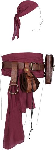 Renaissance Belt with Pouch Waist Bag - Coin Purse for Pirate, Renaissance Accessories for Festivals, Cosplay & Halloween (Brown-06) in Saudi Arabia