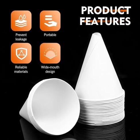 60PCS Paper Funnels for Motor Oil, Disposable Mini Portable Paper Funnel, Flexible Foldable Cone-shaped Oil Spill-proof Fillers, Universal Small Dispensers for Vehicles, Kitchens & Food Processing in Saudi Arabia