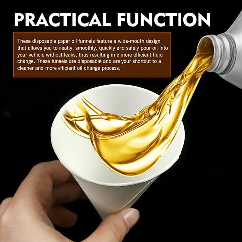 60PCS Paper Funnels for Motor Oil, Disposable Mini Portable Paper Funnel, Flexible Foldable Cone-shaped Oil Spill-proof Fillers, Universal Small Dispensers for Vehicles, Kitchens & Food Processing in Saudi Arabia