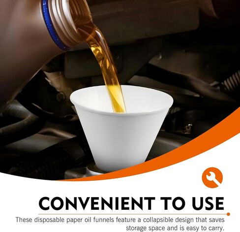 60PCS Paper Funnels for Motor Oil, Disposable Mini Portable Paper Funnel, Flexible Foldable Cone-shaped Oil Spill-proof Fillers, Universal Small Dispensers for Vehicles, Kitchens & Food Processing in Saudi Arabia
