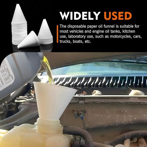 60PCS Paper Funnels for Motor Oil, Disposable Mini Portable Paper Funnel, Flexible Foldable Cone-shaped Oil Spill-proof Fillers, Universal Small Dispensers for Vehicles, Kitchens & Food Processing in Saudi Arabia