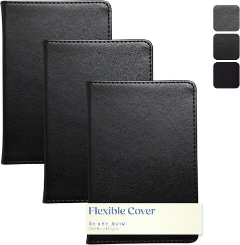 WORLD TRAVELER Journal Notebook - 3 Pack Black Lined Faux Leather Cover Ivory Pages Lay Flat Notebook Journal with Ribbon Bookmark, Size 8X10, 3Pk Black 8X10 in Saudi Arabia