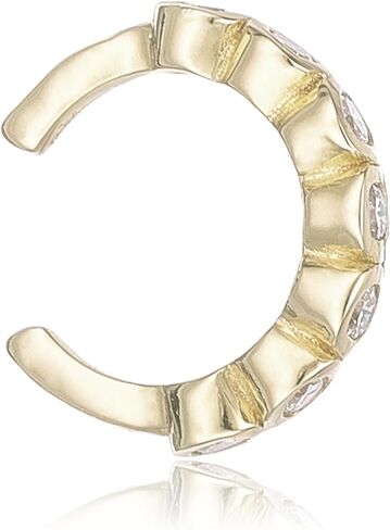سوار أذن سداسي من الألماس 1/10 قيراط من Lavari Jewellers للنساء - غطاء أذن من الفضة الإسترلينية عيار 18 قيراط مطلي بالذهب الأصفر عيار 925 من الفضة الإسترلينية للنساء - مجوهرات مضادة للحساسية - تصميم هندسي بسيط in Saudi Arabia