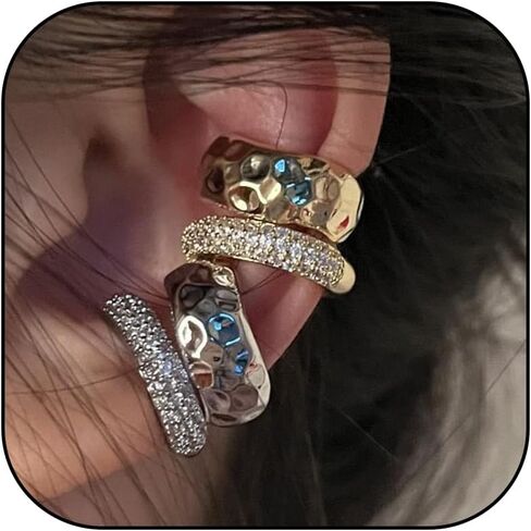 Ear Cuff Earrings for Women Trendy Gold Ear Cuffs non Piercing Clip on Cartilage Earrings Chunky Gold Ear Cuff Earrings Fake Earring Cuffs non Pierced Jewelry Gift in Saudi Arabia
