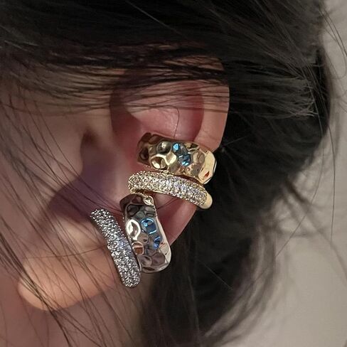 Ear Cuff Earrings for Women Trendy Gold Ear Cuffs non Piercing Clip on Cartilage Earrings Chunky Gold Ear Cuff Earrings Fake Earring Cuffs non Pierced Jewelry Gift in Saudi Arabia