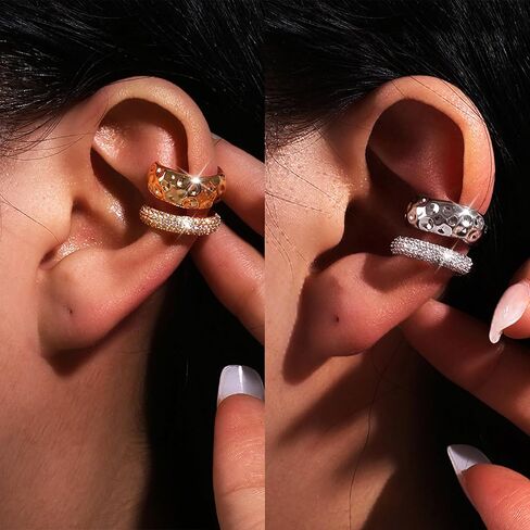 Ear Cuff Earrings for Women Trendy Gold Ear Cuffs non Piercing Clip on Cartilage Earrings Chunky Gold Ear Cuff Earrings Fake Earring Cuffs non Pierced Jewelry Gift in Saudi Arabia