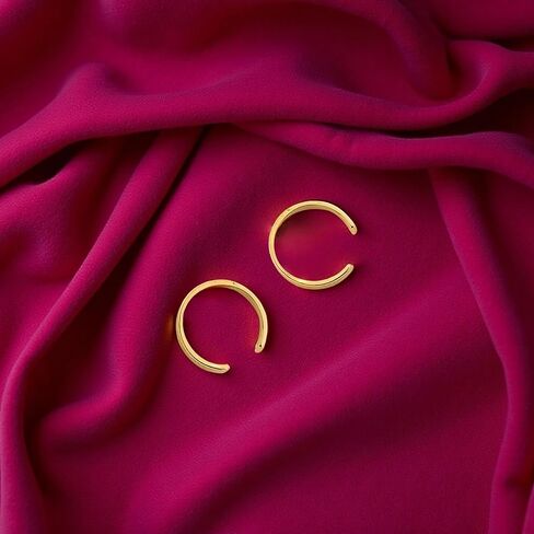Tehrani Jewelry 14K Solid Yellow Gold Plain Ear Cuff – Minimalist Piercing-Free Gold Cartilage Cuff – Genuine 14K Gold Smooth Polished Design in Saudi Arabia
