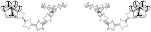 20g Hollow Star Paw Print CZ Double Piercing Screw Flat Back Small Stud Cuff Wrap Climber Crawler Earrings for Women Stainless Steel Cat Dog Pet Lover Two Holes Piercing Hypoallergenic Fashion Jewelry Gift in Saudi Arabia