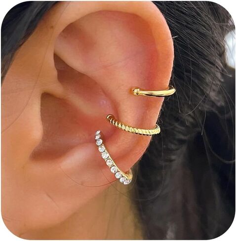 Ear Cuff Earrings for Women Trendy Gold Ear Cuffs non Piercing Clip on Cartilage Earrings Chunky Gold Ear Cuff Earrings Fake Earring Cuffs non Pierced Jewelry Gift in Saudi Arabia