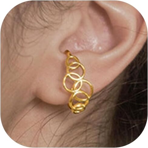 Ear Cuff Earrings for Women Trendy Gold Ear Cuffs non Piercing Clip on Cartilage Earrings Chunky Gold Ear Cuff Earrings Fake Earring Cuffs non Pierced Jewelry Gift in Saudi Arabia