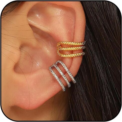 Ear Cuff Earrings for Women Trendy Gold Ear Cuffs non Piercing Clip on Cartilage Earrings Chunky Gold Ear Cuff Earrings Fake Earring Cuffs non Pierced Jewelry Gift in Saudi Arabia