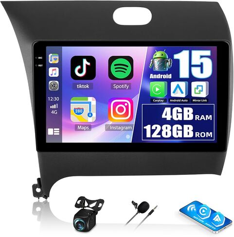 CAMECHO 4+64G 8 Core Radio for KIA Cerato K3 Forte 2013-2018, Android 13 Car Stereo with Carplay & Android Auto, 9" Touch Screen Car Radio with Bluetooth, 59 UI/FM/RDS,DSP, GPS, WiFi, Backup Camera in Kuwait