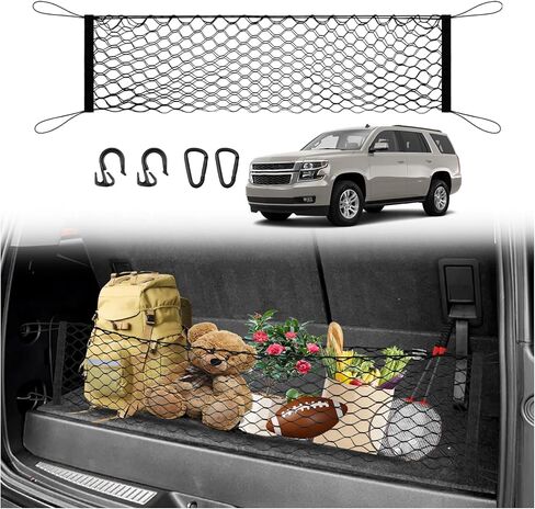 Karltys Cargo Net for Chevy Tahoe 2015-2020 Envelope Style | Elastic Mesh Net | Heavy Duty | Metal Hooks | Chevrolet Tahoe Trunk Net Accessories in Saudi Arabia
