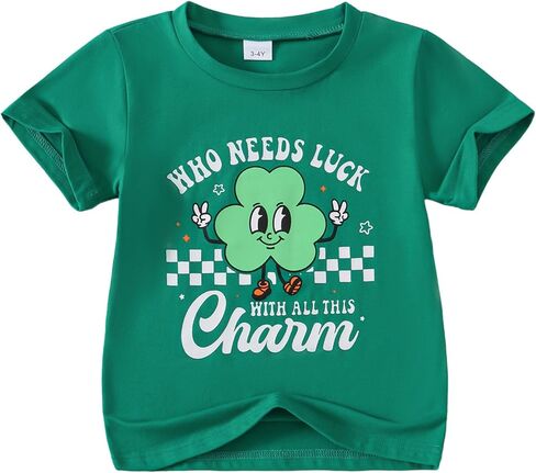 Little Girl St Patricks Day T-Shirt Lucky Clover Top Toddler Girl St Patricks Day Outfit 3-8 Years in Saudi Arabia
