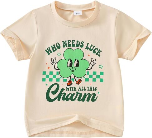 Little Girl St Patricks Day T-Shirt Lucky Clover Top Toddler Girl St Patricks Day Outfit 3-8 Years in Saudi Arabia