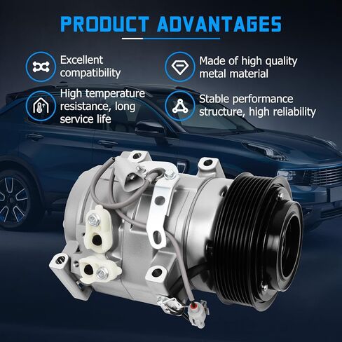 11234C Air Conditioner AC Compressor with Clutch Fits for 2007-2021 Tundra 4.6L 5.7L, Replace OE 883100C120 883200C130 in Saudi Arabia