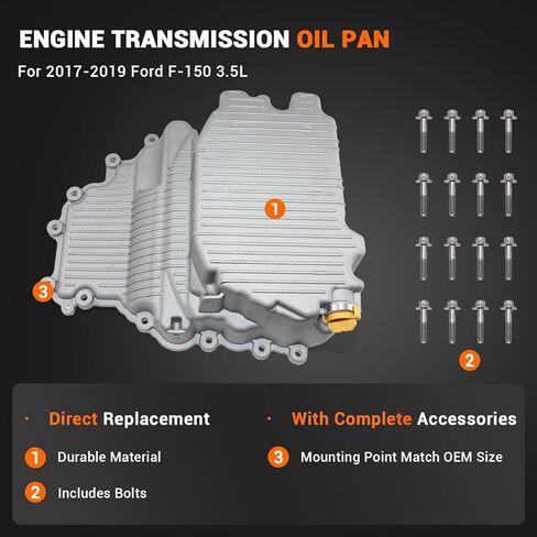 3.3L 3.5L Aluminum Oil Pan Compatible with 2017-2019 Ford F-150 Replace# HL3Z6675A HL3E6675AD in Saudi Arabia