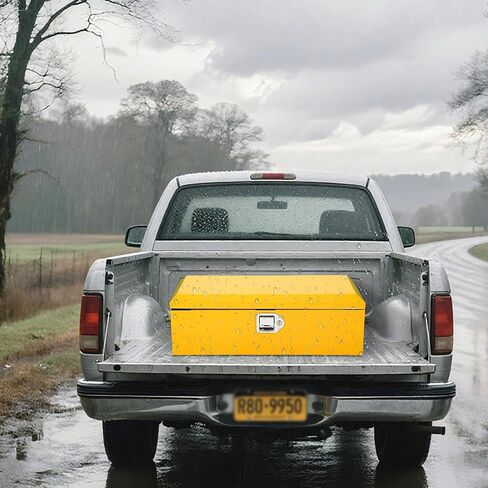 صندوق أدوات سرير الشاحنة الفولاذي شديد التحمل، صندوق تخزين لوحة ماسية مطلية بالمسحوق مع مقبض جانبي وقفل، منظم صندوق أدوات معدني متين للالتقاط أو السيارة الترفيهية أو المقطورة أو الميكانيكي أو ورشة العمل - 20 × 12 × 10 بوصة in Kuwait