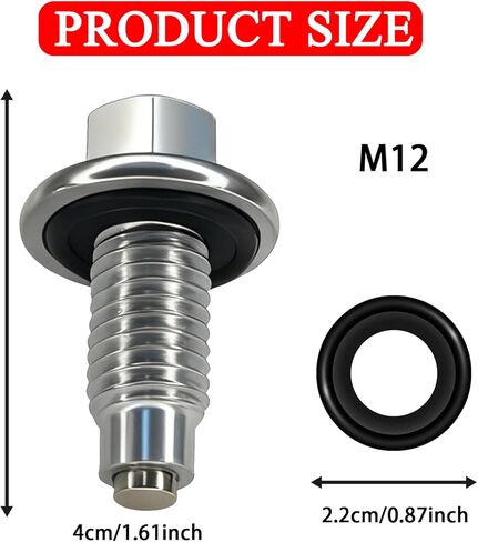 M12*1.75 Oil Drain Plug with 5PCS Oil Drain Plug Gasket, Anti-Leak Oil Pan Drains Bolt, OEM EJ7Z-6730-A Equivalent, Heavy-Duty Replacement Oil Pan Drains Plugs for Ford Chevy GMC Buick Lincoln in Saudi Arabia