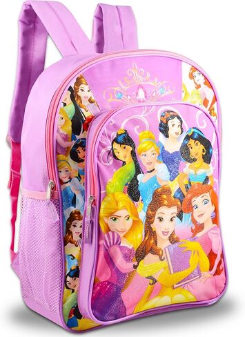 Disney Princess Backpack for Girls Set - Bundle with Deluxe 16" Princess School Bag, Water Bottle, and More Princess School Supplies for Kids in Saudi Arabia