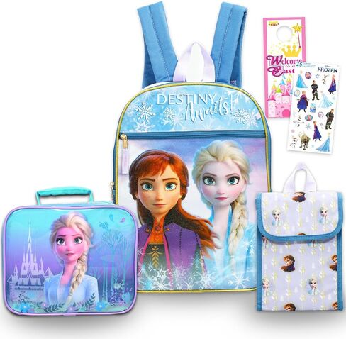 Disney Frozen Backpack and Lunch Bag for Kids - Bundle with 16" Backpack, Lunch Box, Snack Bag, Stickers, More Frozen School Bag Set for Girls in Saudi Arabia