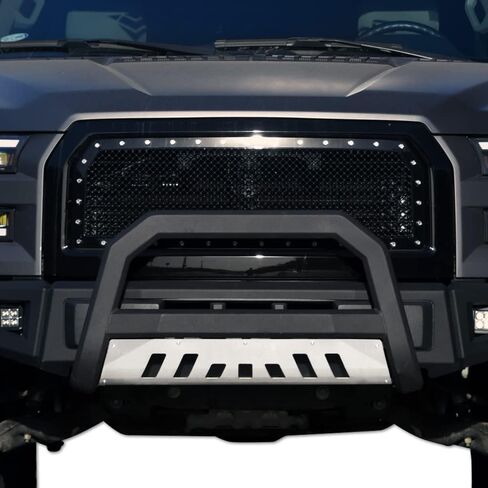 7422447682640 متوافق مع 2019-2021 Chevy Silverado GMC Sierra 1500/2022 LTD Limited Black Matte Style AVT Style Bull Bar Guard مع لوحة انزلاقية مقاومة للصدأ in Saudi Arabia
