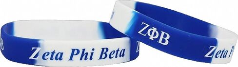 Zeta Phi/Φ Beta Color Swirl Silicone Bracelet [Pack of 4 - Blue/White - 8"] - ID#93909 in Saudi Arabia