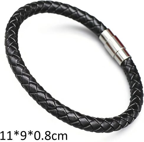 Elegant Hand-Woven Genuine Leather Bracelet – 1 Black Fashionable Couple Bracelet, Simple and Stylish Accessory in Saudi Arabia