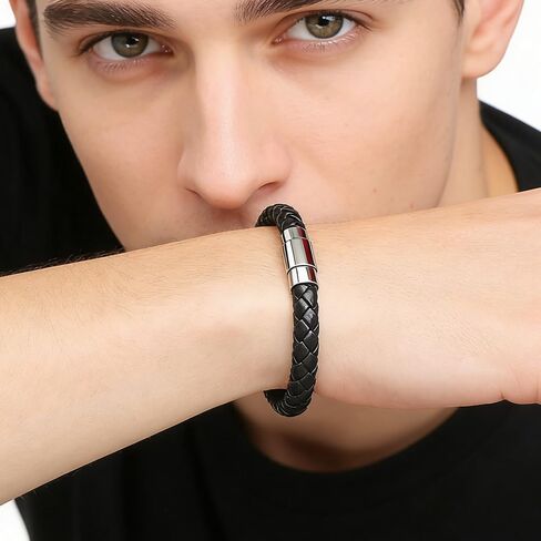 Elegant Hand-Woven Genuine Leather Bracelet – 1 Black Fashionable Couple Bracelet, Simple and Stylish Accessory in Saudi Arabia