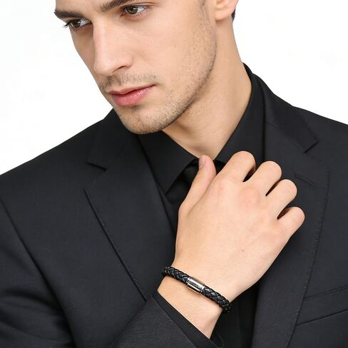 Elegant Hand-Woven Genuine Leather Bracelet – 1 Black Fashionable Couple Bracelet, Simple and Stylish Accessory in Saudi Arabia