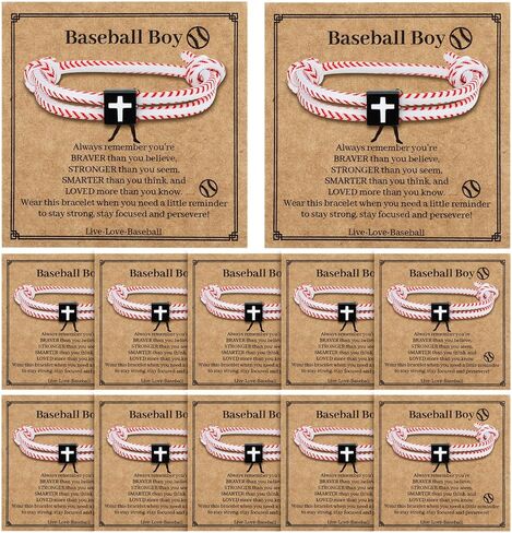 12 قطعة من الأساور الرياضية هدايا البيسبول للفريق، إكسسوارات سوار الكرة اللينة قابل للتعديل حبل يسوع الصليب للهدايا الدينية المسيحية هدايا الحفلات الرياضية in Kuwait