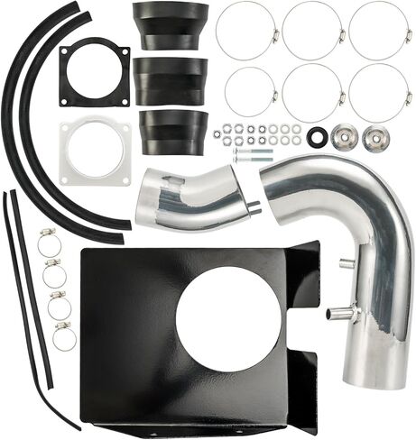 نظام مجموعة مدخل الهواء البارد 4 بوصات من PHILTOP + درع حراري متوافق مع Ford for 1997-2003 F150 4.6/5.4L، 1997-1999 F250 5.4L، 1997-2003 Expedition 4.6L، عالي الأداء، أسود in Kuwait