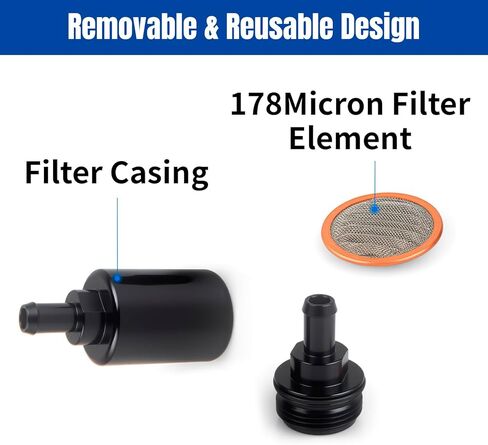 3/8"Fuel Filters 178 Micron Removable Black Anodized Aluminum in Saudi Arabia