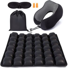 Travel mat - Inflatable Bubble Design, Used for car/Office/Airplane seat Cushion, Equipped with Storage Bags. Ergonomically Designed 3D Inflatable airbag, Including Neck Pillow kit (U-Shaped) in Saudi Arabia