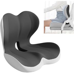 وسادة مقعد على شكل حرف L للجلوس لفترة طويلة، وسادة مقعد قيادة مريحة من إسفنج الذاكرة لدعم الظهر لتخفيف آلام الظهر، تصميم مانع للانزلاق للسيارة والشاحنة وكرسي المنزل ومقعد المكتب (أسود رمادي) in Kuwait