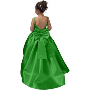 فساتين فتاة الزهور من الساتان لحفلات الزفاف بعقدة فيونكة وفساتين الحفلات الرسمية للأميرة للفتيات in Kuwait