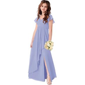 Maxianever Junior Bridesmaid Dresses Ruffled Sleeves Chiffon Flower Girl Dress for Wedding 2026 in Kuwait