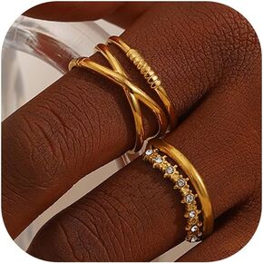 Thin Stackable Rings for Women Non Tarnish Thumb Knuckle Stacking Ring Set Trendy Statement Jewelry in Saudi Arabia