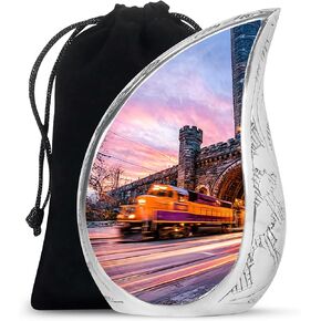 جرة قطار دمعة للرماد البشري للبالغين - جرار دفن للرماد للنساء - جرة زرقاء للإنسان البالغ من الذكور والإناث - جرار زخرفية كبيرة للأم والأب 10 بوصة in Kuwait