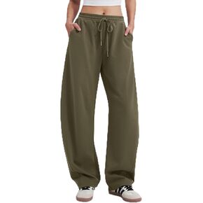 MOOSLOVER Women Barrel Sweatpants Drawstring Elastic Waist Wide Leg Pants Cotton Casual Lounge Sweat Pant in Saudi Arabia