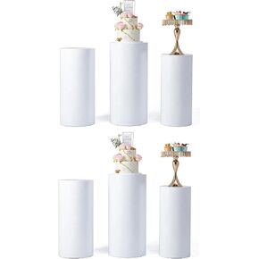 Vincidern 5 قطع قاعدة اسطوانة تقف للحفلات، حامل اسطوانة بيضاء لحفلات الزفاف وأعياد الميلاد وحفلات استقبال المولود الجديد وديكور طاولة الكيك in Kuwait