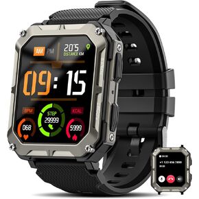 Military Smart Watch for Men (Answer/Make Calls), Bluetooth Tactical Smartwatch for Android and iPhone, Waterproof Rugged Fitness Tracker with Blood Pressure/Heart Rate/SpO2/Sleep, Green Watches in Kuwait