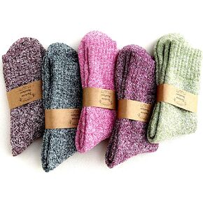 JUNAN 5 أزواج من الجوارب الشتوية الحرارية للسيدات، جوارب نسائية سميكة دافئة ومريحة من الصوف بنمط عتيق in Kuwait