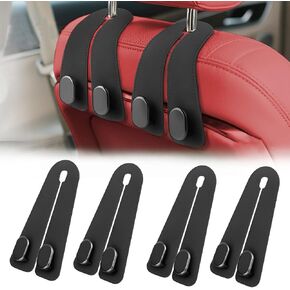 2 حزمة من الخطافات الجلدية الخلفية للمقعد - خطافات مزدوجة شديدة التحمل للمحافظ وحقائب البقالة والمظلات والقناع، وإكسسوارات تنظيم السيارات (2) in Kuwait