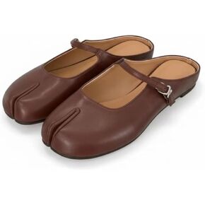 حذاء نسائي عتيق من تابي ميولز ماري جين بدون كعب مفتوح من الأمام بدون ظهر سهل الارتداء، حذاء مستدير من الأمام مريح وخفيف الوزن كاجوال من الجلد in Kuwait